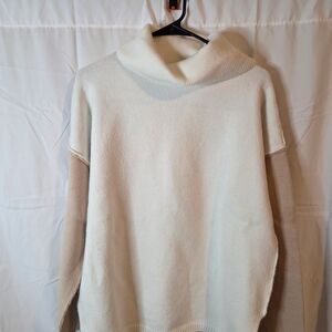 Dokotoo Women's Cream Grey Colorblock Oversized Turtleneck Sweater Size M